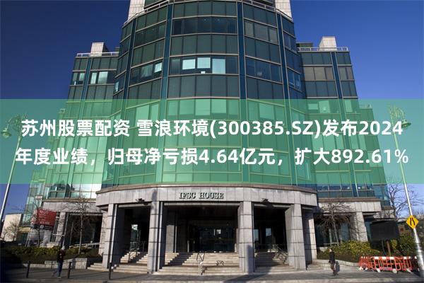 苏州股票配资 雪浪环境(300385.SZ)发布2024年度业绩，归母净亏损4.64亿元，扩大892.61%