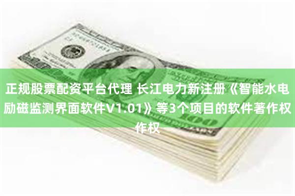 正规股票配资平台代理 长江电力新注册《智能水电励磁监测界面软件V1.01》等3个项目的软件著作权