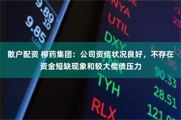 散户配资 柳药集团：公司资信状况良好，不存在资金短缺现象和较大偿债压力