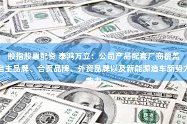 股指股票配资 泰鸿万立：公司产品配套厂商覆盖自主品牌、合资品牌、外资品牌以及新能源造车新势力
