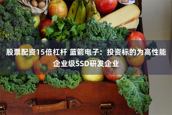 股票配资15倍杠杆 蓝箭电子:投资标的为高性能企业级SSD研发企业