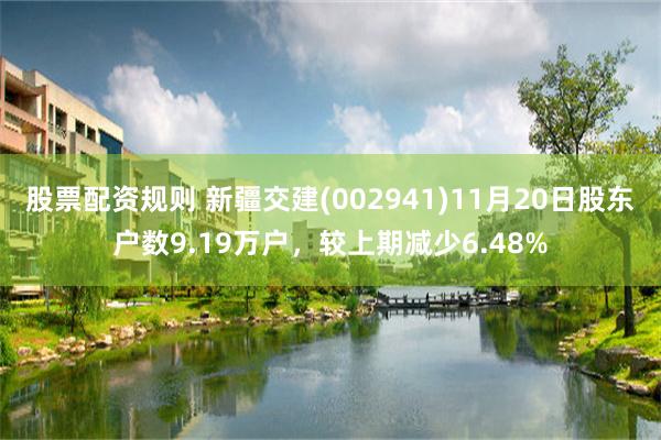 股票配资规则 新疆交建(002941)11月20日股东户数9.19万户，较上期减少6.48%