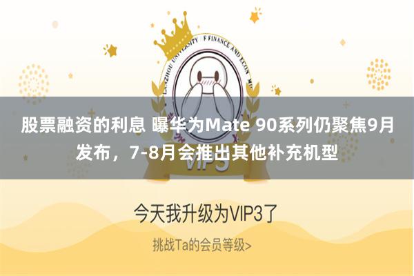 股票融资的利息 曝华为Mate 90系列仍聚焦9月发布，7-8月会推出其他补充机型