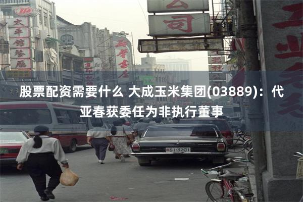 股票配资需要什么 大成玉米集团(03889)：代亚春获委任为非执行董事