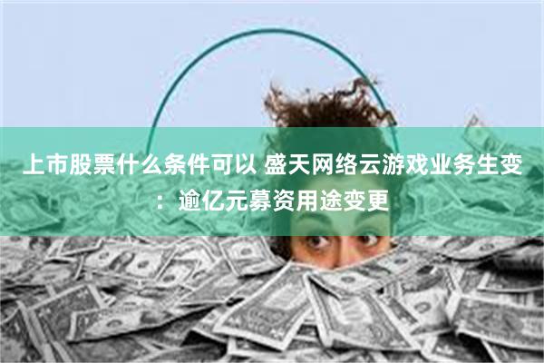 上市股票什么条件可以 盛天网络云游戏业务生变：逾亿元募资用途变更